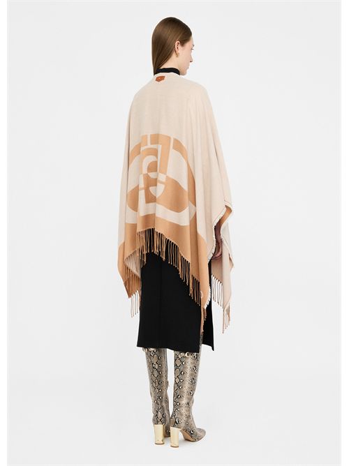 Poncho con logo e frange LIU JO | 2F5031T0300/10701